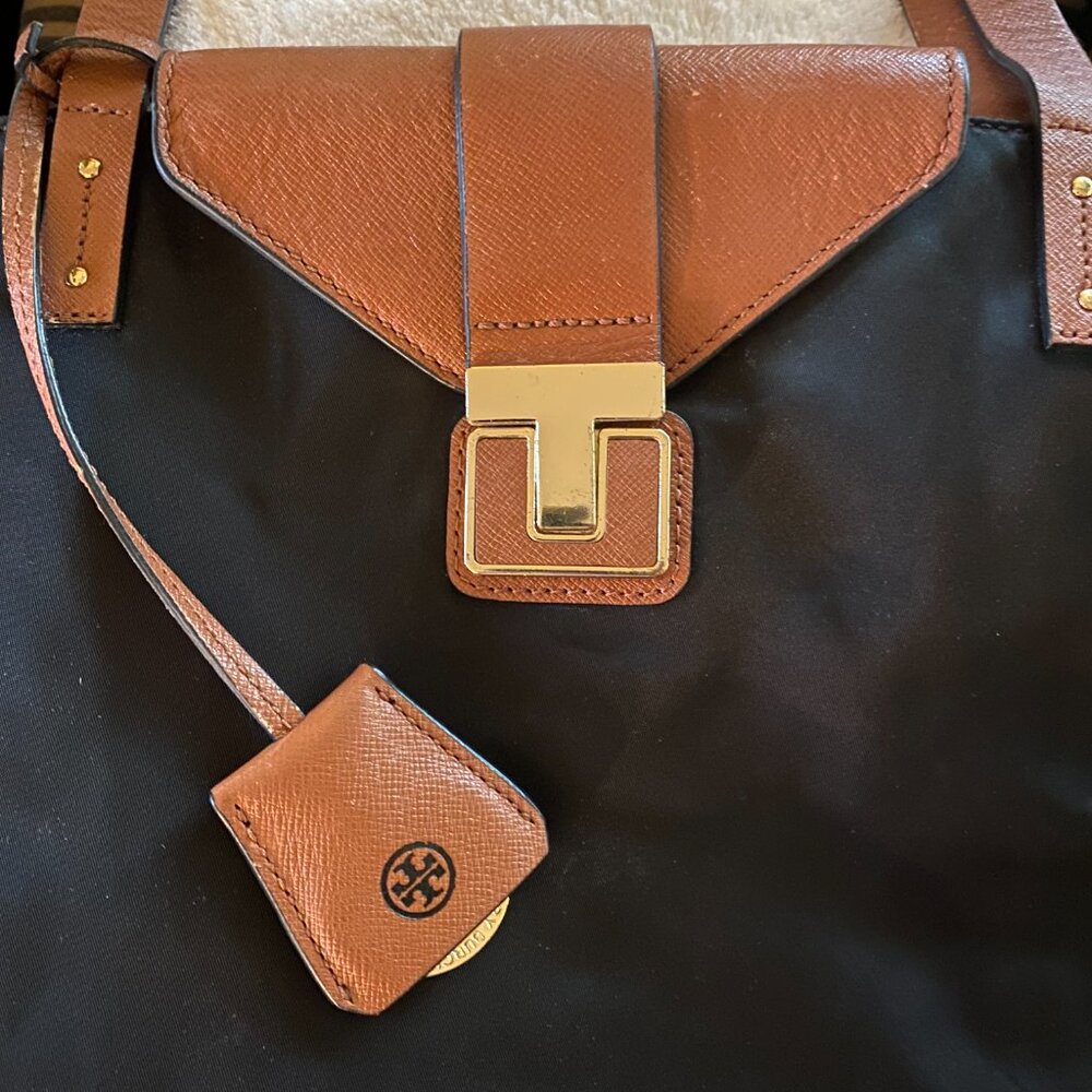 Tory Burch Penn Flap-Lock Nylon Tote Bag Black